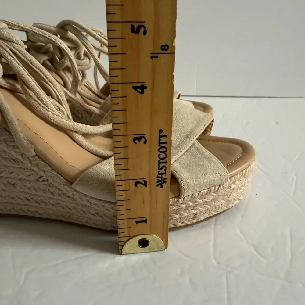 Women's Beige Wedge Heel Sandals Espadrille Size EU 40